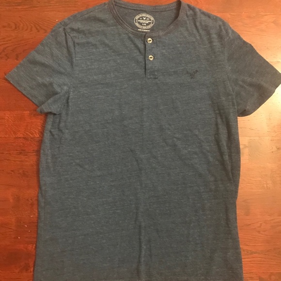 Navy Blue American Eagle Two-Button Tee Shirt - Picture 1 of 3